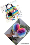 Multi-Color Fur Slide & Purse Set