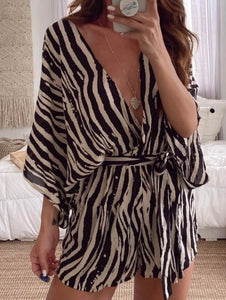 Chic V-Neck Striped Romper - Stylz Select